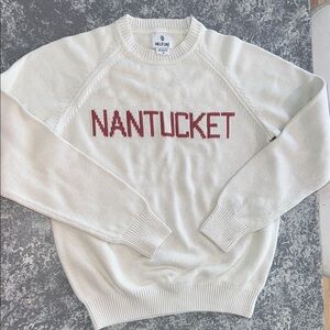 Cream Sweater with Red Nantucket Print